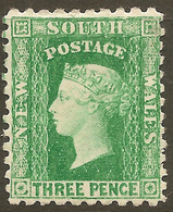 NSW 1882 3d Bl Green P10x11 QV SG 227c HM #ALP212 - Mint Stamps