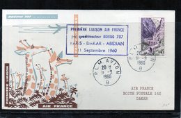 Premiere Liaison - Paris-Abidjan - Par Boeing 707 Air-France - 1960-.... Storia Postale