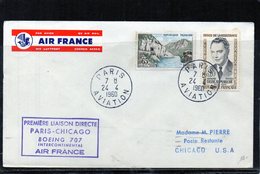 Premiere Liaison - Paris-Chicago - Par Boeing 707 Air-France - 1960-.... Briefe & Dokumente