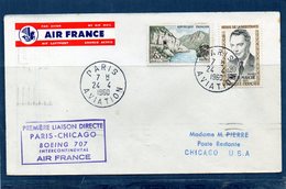 Premiere Liaison - Paris-Chicago - Par Boeing 707 Air-France - 1960-.... Storia Postale