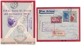 1943 - LETTRE GRIFFE "FFC TANA ST DENIS" FORCES FRANCAISES COMBATTANTES CENSURE LIAISON AERIENNE MADAGASCAR FRANCE LIBRE - Briefe U. Dokumente