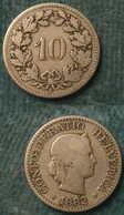 M_p> Svizzera 10 Rappen 1882 - Rame Nichel - 10 Centimes / Rappen