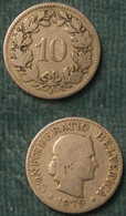 M_p> Svizzera 10 Rappen 1879 - Rame Nichel - 10 Centimes / Rappen