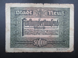 BILLET ALLEMAGNE (V1719) Funfhunderttaufend Mark 500000 (2 Vues) Essen 15/08/1923 Stadt Neuss - 500.000 Mark