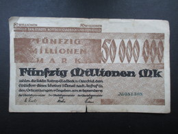 BILLET ALLEMAGNE (V1719) Fünfzig Millionen Mark 50000000 (2 Vues) Gladbeck Und Osterfeld 21/09/1923 - 50 Millionen Mark
