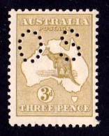 Australia 1915 Kangaroo 3d Olive 3rd Wmk Perf OS Die 1 MNH - Ungebraucht