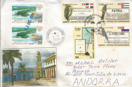Cuban National Hero Jose Marti.(newspaper Patria), Letter Sent To Andorra With Arrival Postmark - Storia Postale