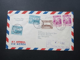 Peru 1946 Luftpost / Air Mail Lima - New York. Verzähnte Marke! 7 Stempel!! - Peru