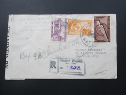 Zensurbeleg Domikanische Republik. Air Mail / Luftpost Nach New York. Examined By 3839. 9 Stempel!! - Dominikanische Rep.