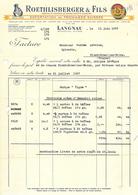 Facture Lettre / SUISSE / LANGNAU / 1937 / ROETHLISBERGER / Fromages Suisses / Gruyère - Suisse