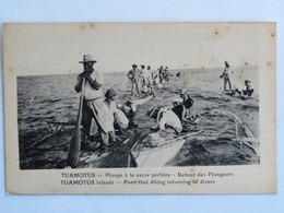 C.P.A. TAHITI : Iles TUAMOTUS , Plonge à La Nacre Perlière, Retour Des Plongeurs - Tahiti