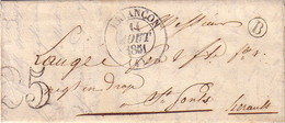 HAUTES ALPES - BRIANCON - CACHET T13 DU 11-8-1851 - BOITE RURALE B DE LA SALLE + TAXE 25 DOUBLE TRAIT - AVEC TEXTE ET SI - 1849-1876: Classic Period