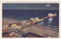 Cpa,USA,ATLANTIC CITY,airplane View Of World Famed Steel Pier By Night,extending 2,000 Feet Into Ocean,rare - Autres & Non Classés