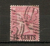 MAURITIUS 1883 16c On 17c (surcharge 15½ Mm Long) SG 113 USED Cat £55 - Mauritius (...-1967)