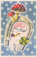Mushrooms Champignons Horseshoe Clover New Year 1960 - Funghi