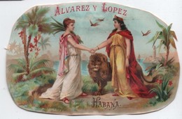 Chromo D'abattant Intérieur De Boite De Cigares/Retaillé/LA CORONA/  Alvarez Y Lopez/ Havana/ Vers 1895           CIG61 - Altri & Non Classificati