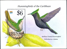 BIRDS-HUMMINGBIRDS OF THE CARIBBEAN-ANTILLEAN CRESTED -MS-GRENADA-1992-SCARCE-MNH-M2-97 - Kolibries