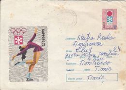 D4384- FIGURE SKATING, SAPPORO'72 WINTER OLYMPIC GAMES, COVER STATIONERY, 1973, ROMANIA - Winter 1972: Sapporo