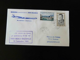 LETTRE  :  PREMIERE LIAISON  AIR FRANCE   PARIS - DOUALA -BRAZZAVILLE  PAR BOEING 707 - Cartas & Documentos