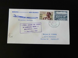 LETTRE  :  PREMIERE LIAISON  AIR FRANCE   BRAZZAVILLE - PARIS    PAR BOEING 707 - Storia Postale