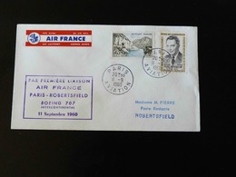 LETTRE  :  PREMIERE LIAISON  AIR FRANCE     PARIS - ROBERTSFIELD    PAR BOEING 707 - Covers & Documents