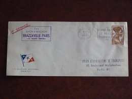 Lettre 1er Vol Brazzaville-Paris Par Avion à Réaction, Avec Cad 04/07/1953 Et Flamme "Foire Exposition De Brazzaville" - Covers & Documents