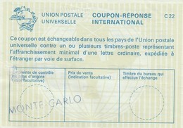 REPLY COUPON REPONSE.     MONTE-CARLO   /  17   31 3 18 - Coupons-réponse