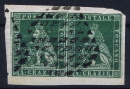 Italy  Toscana  Sa 6 Mi Nr  6     Pair  Obl./Gestempelt/used  On  Paper Pair  Sa CV 1000,- - Toscana