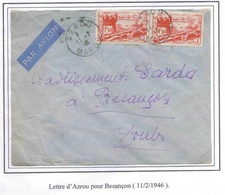 Maroc Morocco Marruecos Marokko Lettre AZROU 11/2/1946 Cover Carta Belege - Briefe U. Dokumente
