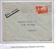 Maroc Morocco Marruecos Marokko Lettre Casablanca 20/3/1948 Cover Carta Belege - Briefe U. Dokumente