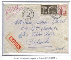 Maroc Morocco Marruecos Marokko Lettre Expres Marrakech 21/9/1955 Cover Carta Belege - Briefe U. Dokumente