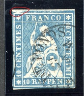 W6698  Swiss 1858  Scott #37(o) SCV $28. 4 Margins  CDS - Offers Welcome - Oblitérés