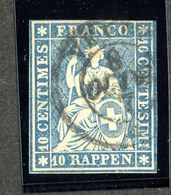 W6707  Swiss 1858  Scott #37(o) SCV $28. Almost 4 Margins  CDS - Offers Welcome - Gebruikt