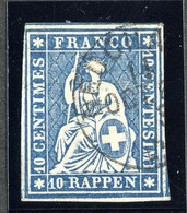 W6709  Swiss 1858  Scott #37(o) SCV $28.  4 Margins  CDS - Offers Welcome - Used Stamps