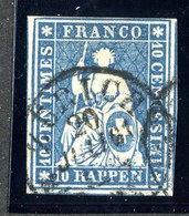 W6721  Swiss 1858  Scott #37(o) SCV $28.  4 Margins  CDS - Offers Welcome - Oblitérés