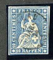 W6737  Swiss 1855-57  Scott #27 (o) SCV $50. Almost 4 Margins  CDS - Offers Welcome - Usati