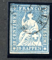 W6740  Swiss 1855-57  Scott #27 (o) SCV $50. 4 Margins  CDS - Offers Welcome - Oblitérés