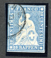 W6741  Swiss 1855-57  Scott #27 (o) SCV $50. 4 Margins  CDS - Offers Welcome - Used Stamps