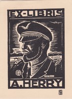 EX-LIBRIS - A. HERRY - Aviateur 1940 - Timbres Et Cachets Au Dos - RARE - 2 Scannes - Ex Libris