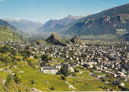 SUISSE,HELVETIA,SWISS,SWITZERLAND,SCWEIZ,SVIZZERA, VALAIS,SION,TOURBILLON,VALERE,VUE AERIENNE - Sion