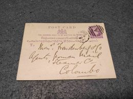 GREAT BRITAIN BRITISH INDIA STATIONERY CARD COLOMBO "A" CANCEL 1881 - 1858-79 Compagnie Des Indes & Gouvernement De La Reine