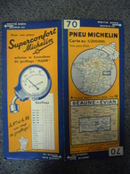 Delcampe - Carte MICHELIN De 1934 - BIBENDUM FRANCE Beaune Evian N° 70 Pub Pneus Superconfort Contrôleur Gonflage (1cm Pour 2 Km) - Strassenkarten