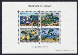 RC 8793 MONACO BF 51 LES 4 SAISONS DU CITRONNIER BLOC FEUILLET OBLITÉRÉ TB - Blocchi