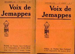 Lot De 2 Plaquettes « Voix De JEMAPPES » - Bulletins De L’Institut St-Ferdinand Du 9/1937 Et 1/1938 - Belgium