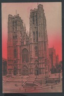 +++ CPA - BRUSSEL - Coucher De Soleil Sur BRUXELLES - Eglise St Gudule  // - Bruxelles La Nuit