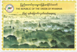 Yangon Pagodas In Early Morning, Postcard Sent To Andorra, With Arrival Postmark - Myanmar (Birma)