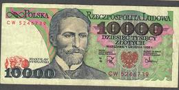 POLAND P151b 10.000 ZLOTYCH 1988 #CW  AVF NO P.h. ! - Polonia