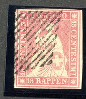 W6747  Swiss 1854-55  Scott #22 (o) SCV $110. 4 Margins  CDS - Offers Welcome - Used Stamps