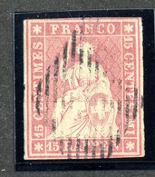 W6748  Swiss 1854-55  Scott #22 (o) SCV $110. 4 Margins  CDS - Offers Welcome - Gebruikt