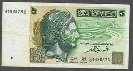 TUNISIA P86 5 DINARS 1993 AVF NO P.h. ! - Tunesien